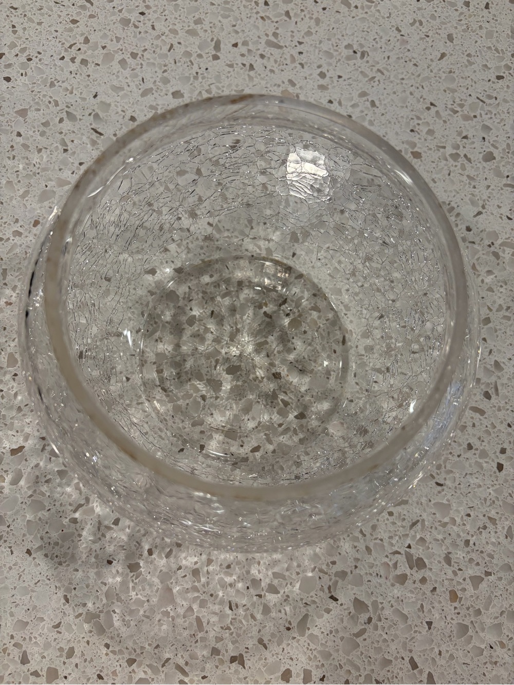 Clear Crackle Glass Vase - Small Rounded Bowl 6” - Picture 2 of 4